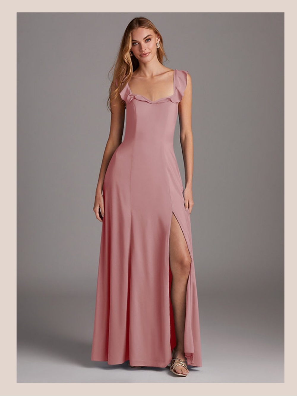 Rose Pink Ruffle-Trim Dress